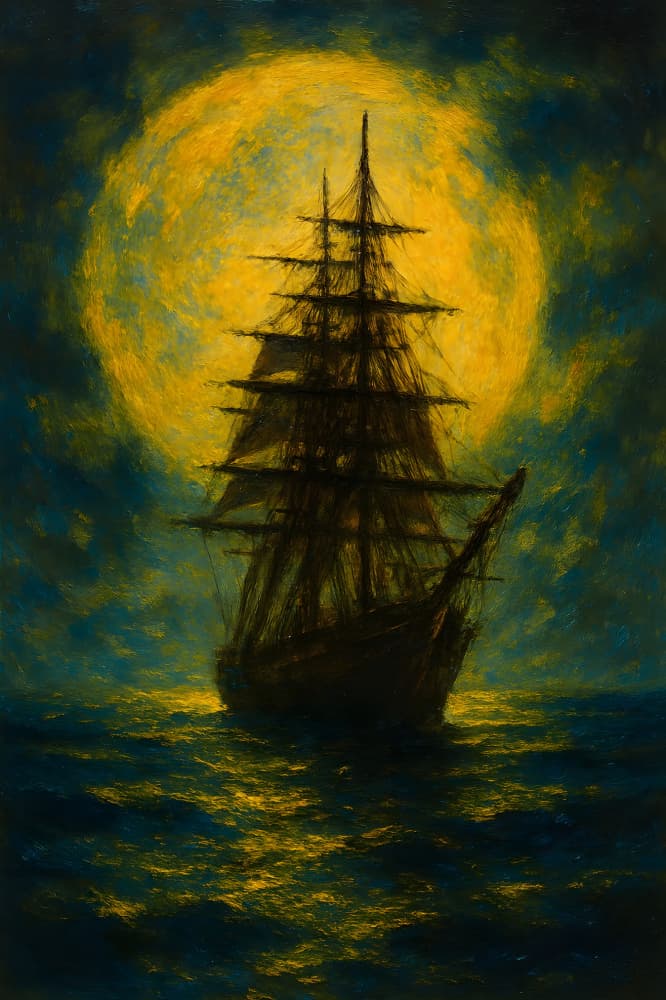 Moonlit Sailing Ship by HUGO — canvas wall art