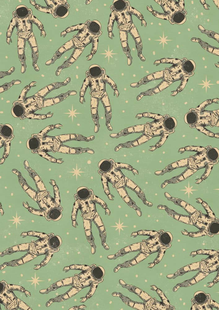 Retro Astronaut Pattern by Nicholas — canvas wall art