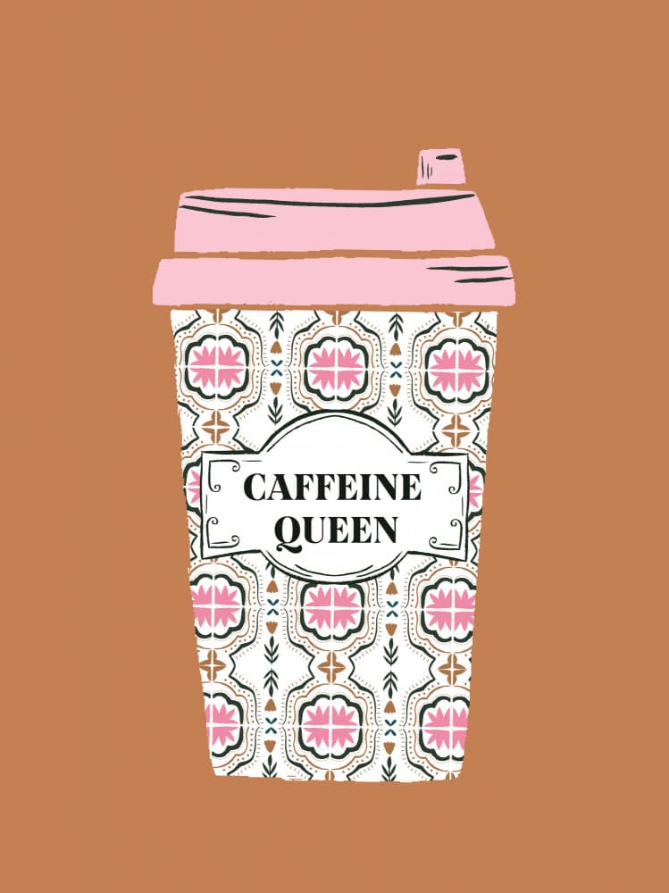 Caffeine Queen Coffee Cup by Aislinn Simmonds — canvas wall art