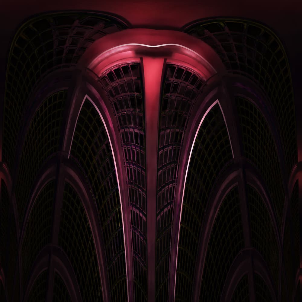 Dramatic Red Arches by Marc Huybrighs — canvas wall art