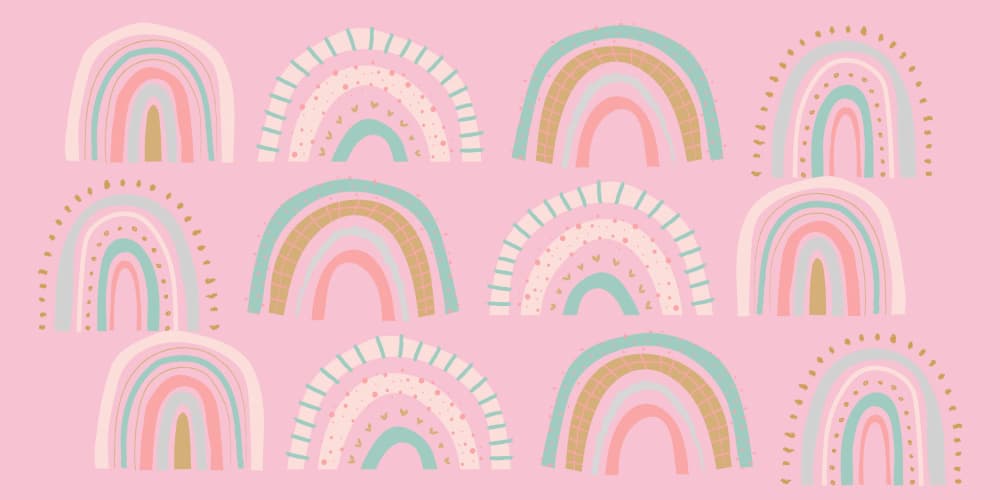 Cute Boho Rainbows by Sue Skellern — canvas wall art