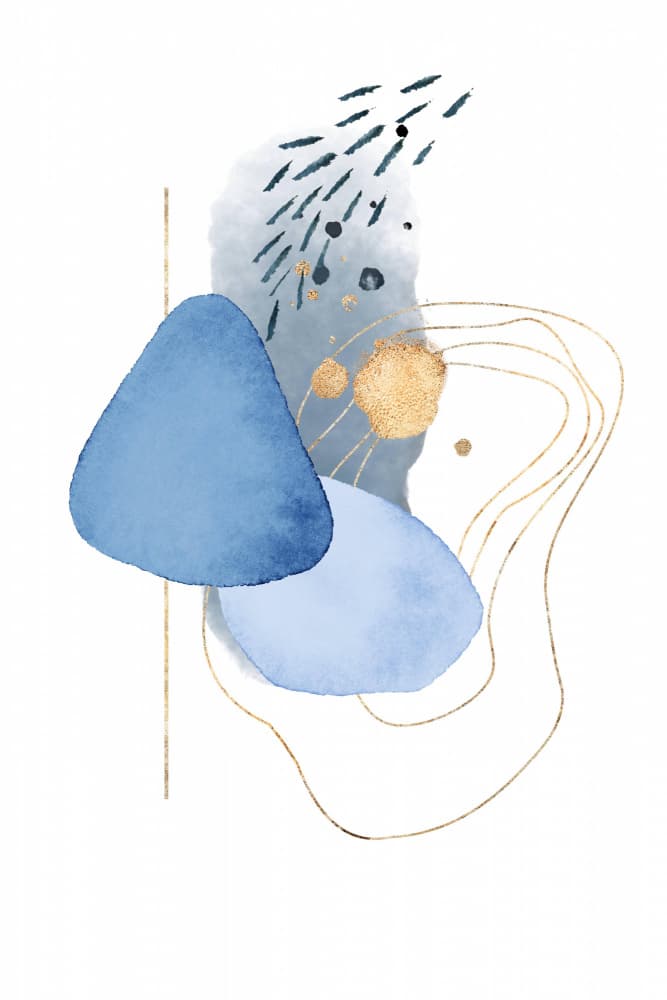 Blue Gold Abstract Shapes by Sally Ann Moss — canvas wall art