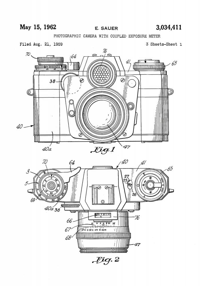 Vintage Camera Patent Drawing by Andreas Magnusson — canvas wall art