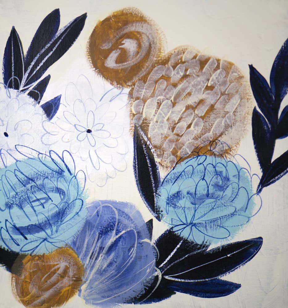 Abstract Blue Florals by Shelley Hampe — canvas wall art