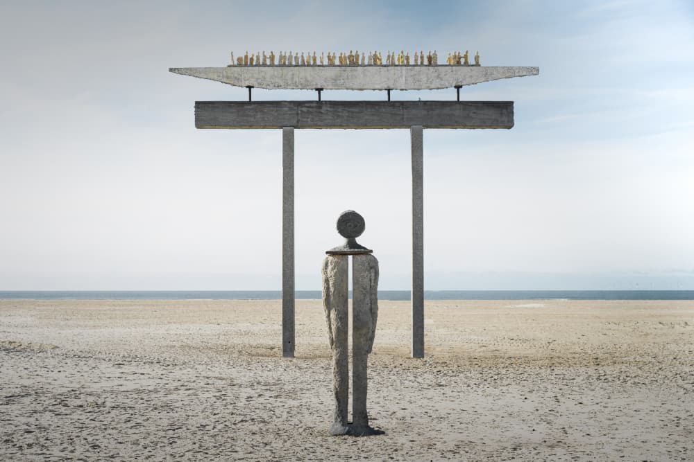 Solitary Beach Sculpture by Luc Vangindertael (laGrange) — canvas wall art