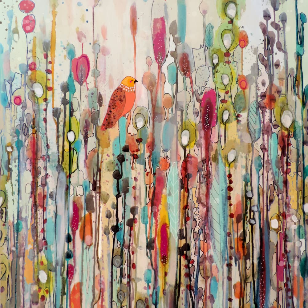 Whimsical Garden Bird by Sylvie Demers — canvas wall art