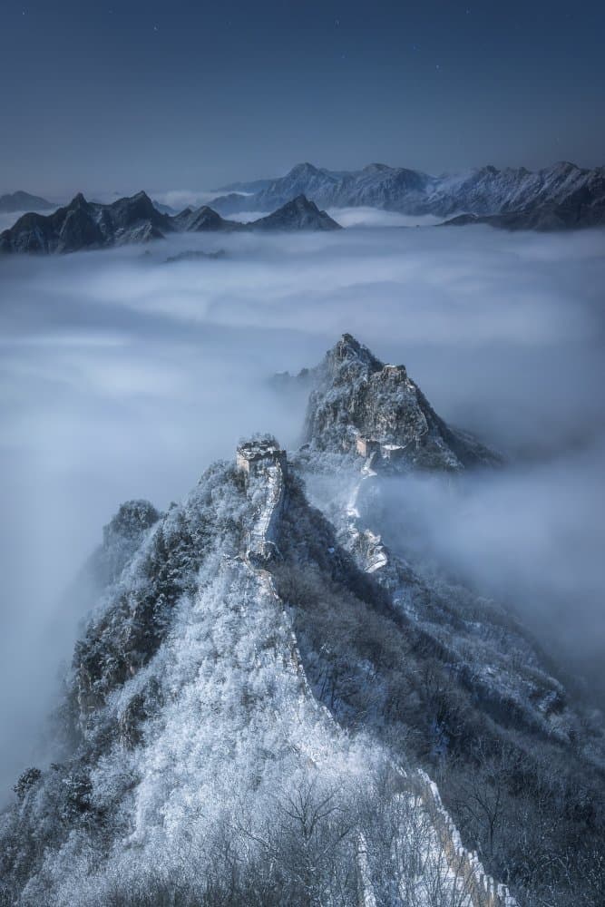 Snowy Great Wall Peaks by Yuan Cui — canvas wall art