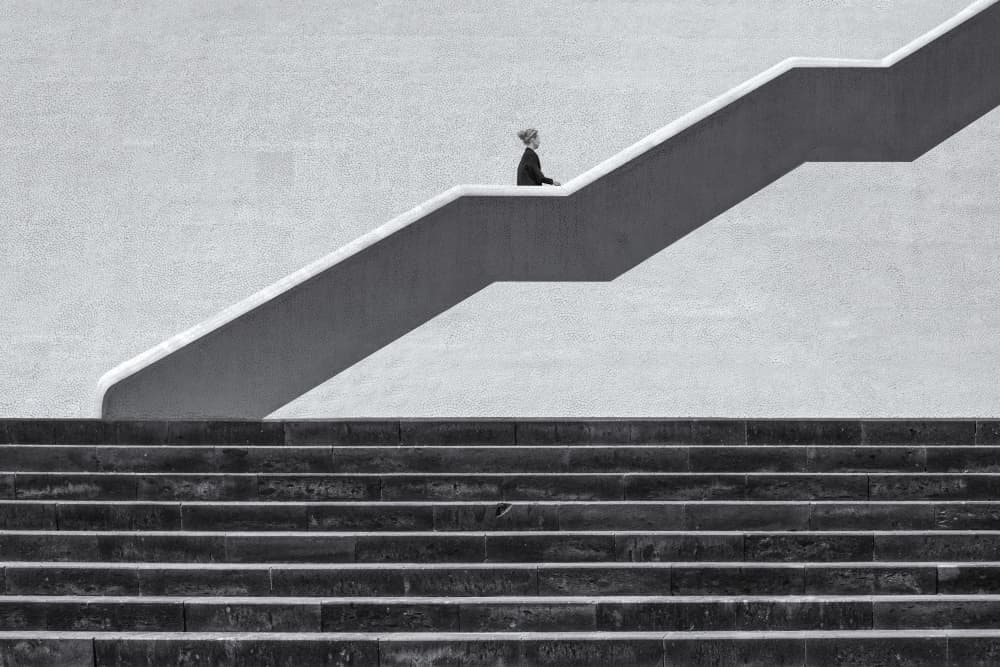 Solitary Figure Modern Stairs by Rolf Endermann — canvas wall art