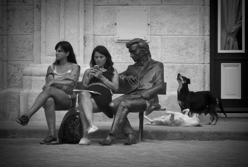 City Bench Companions by Roxana Labagnara — canvas wall art