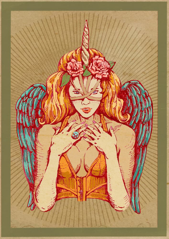 Winged Unicorn Enchantress by Olga Galeeva — canvas wall art