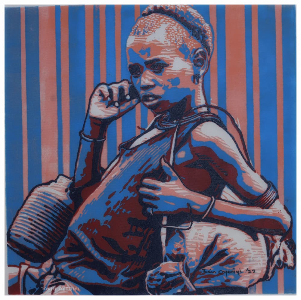Pensive African Girl Phone by Tosin Oyeniyi — canvas wall art