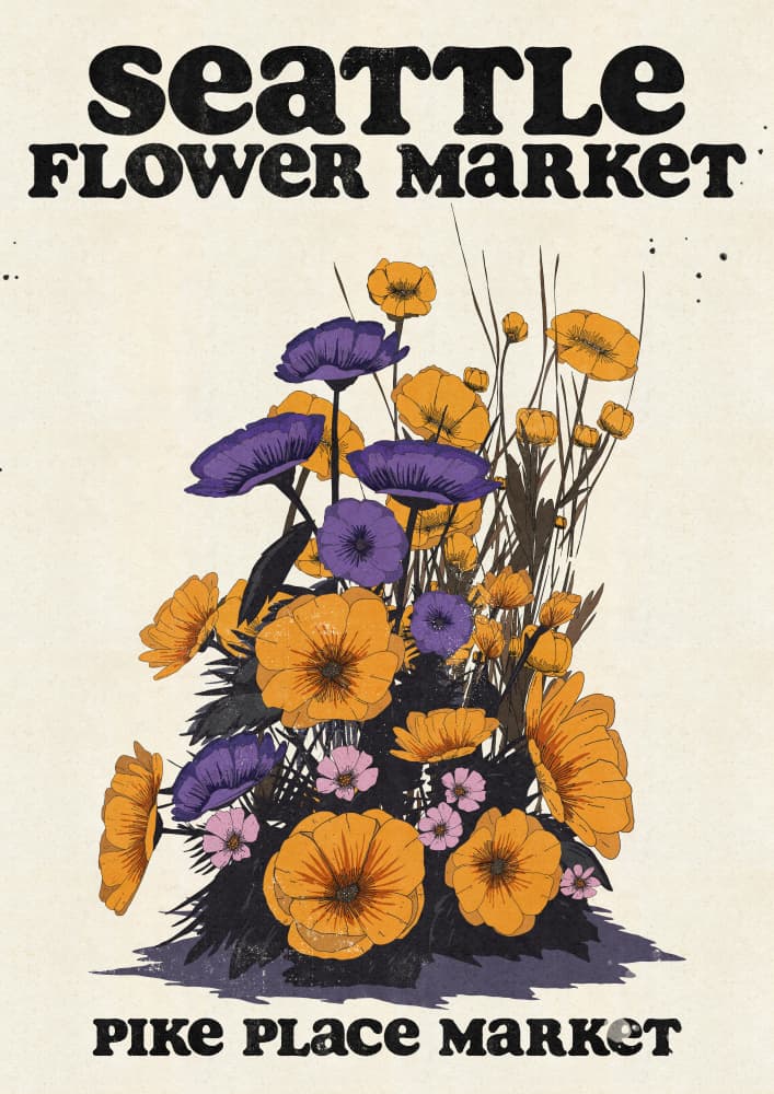 Vintage Seattle Flower Market by Nicholas — canvas wall art