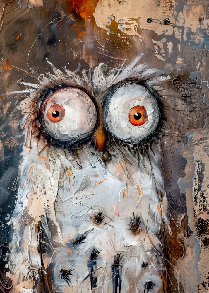 Big Eyed Whimsical Owl by Justyna Jaszke — canvas wall art