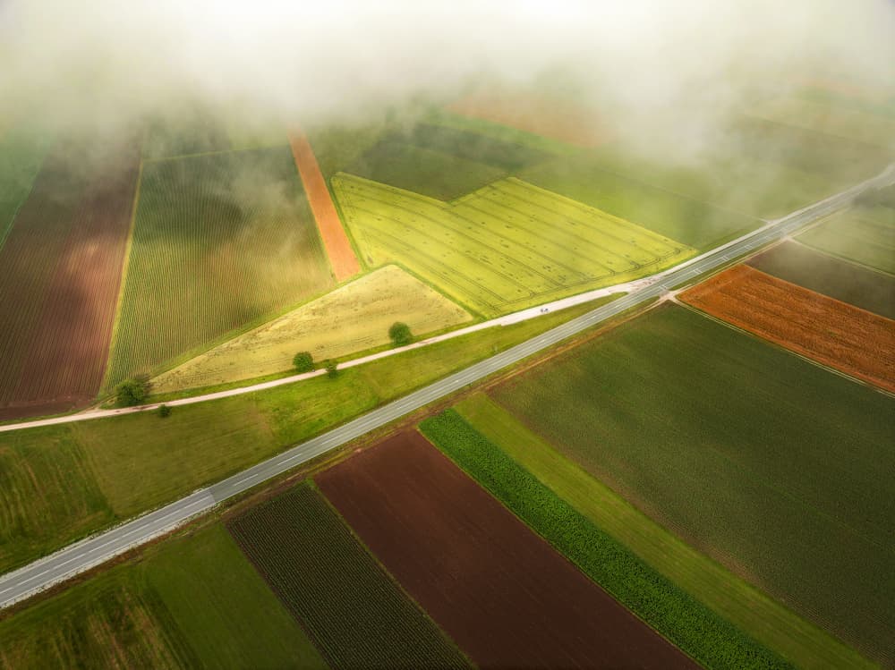 Misty Farm Fields by Jure Kravanja — canvas wall art