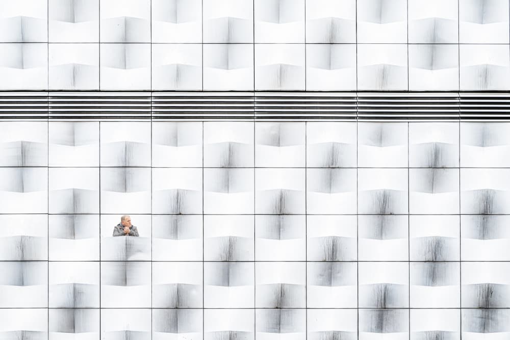 Man in Modern Grid by fotomarion — canvas wall art
