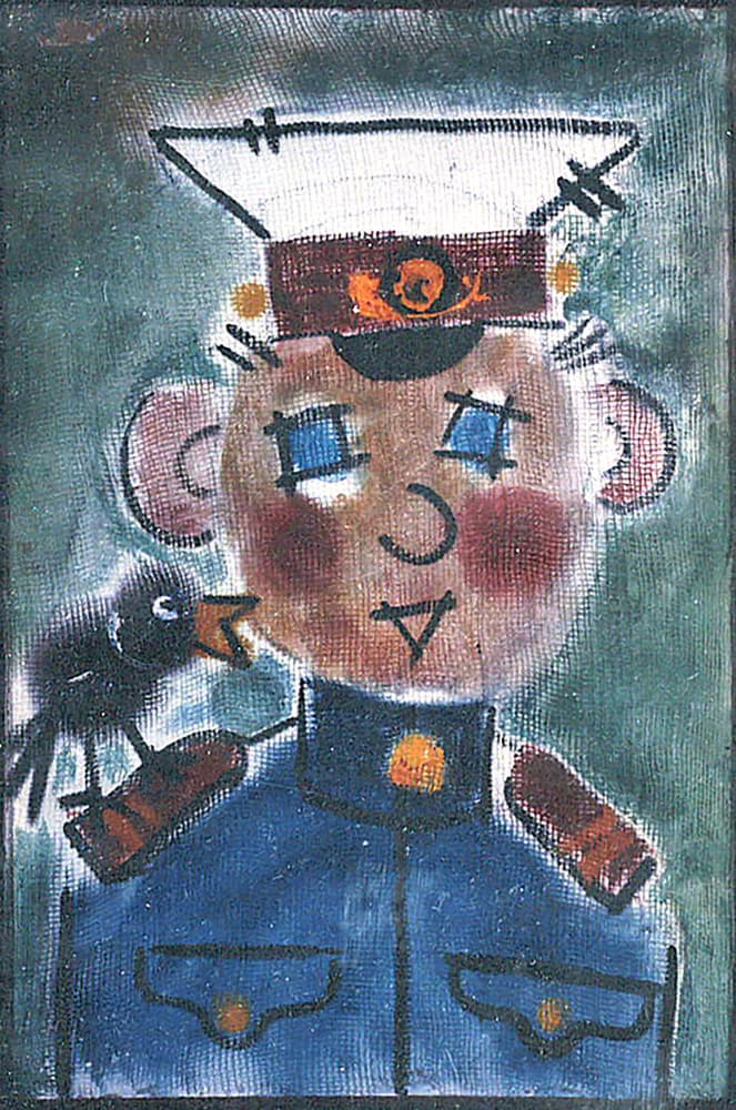 Whimsical Man With Bird by Kanat Ibragimov — canvas wall art