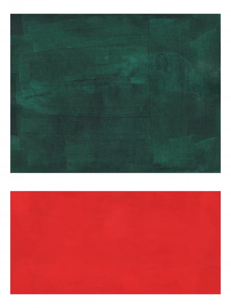 Deep Green Red Blocks by Ejaaz Haniff — canvas wall art