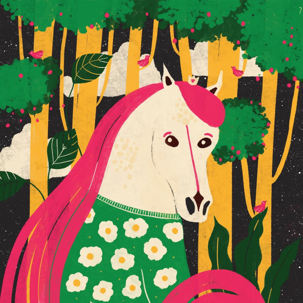Whimsical Forest Horse by Shriya Bhattacharya — canvas wall art