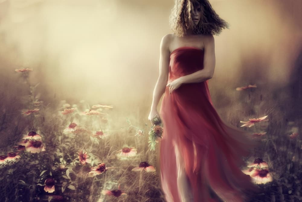 Ethereal Woman Red Dress by Charlaine Gerber — canvas wall art