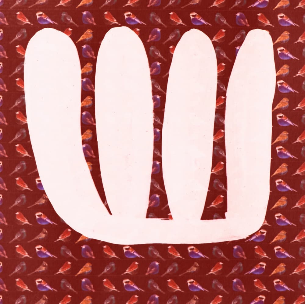 White Shapes Red Birds by Santhosh ch — canvas wall art