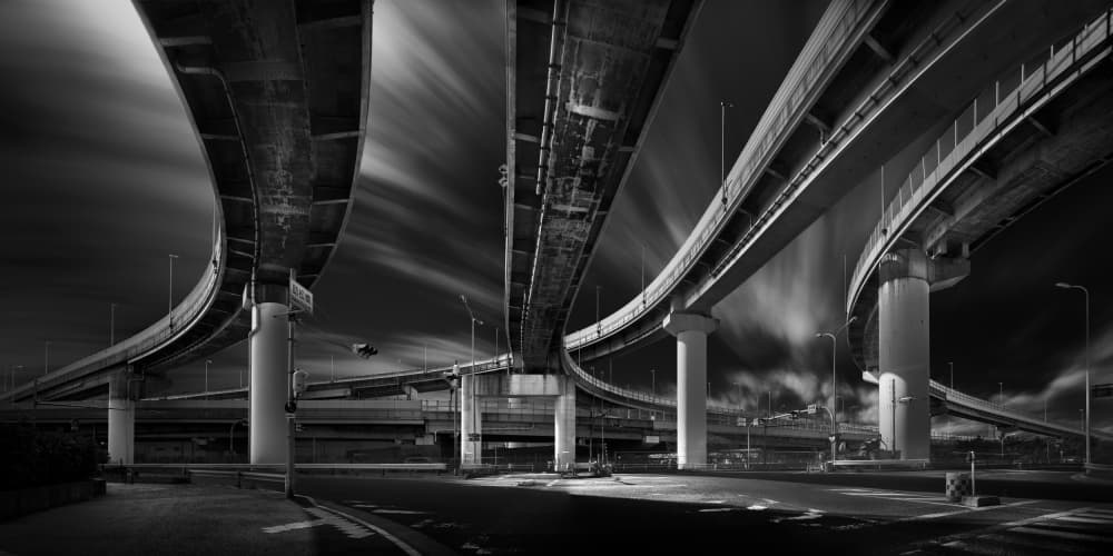 Curving Urban Overpass by Yoshihiko Wada — canvas wall art