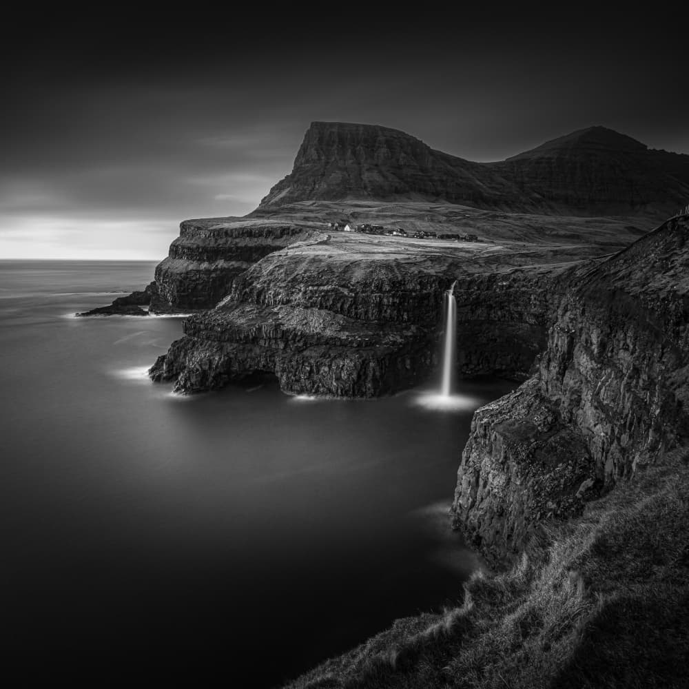Dramatic Coastal Waterfall by Tony Xu — canvas wall art