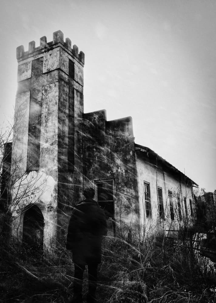 Solitary Figure Abandoned Church by Mi Young Choi — canvas wall art