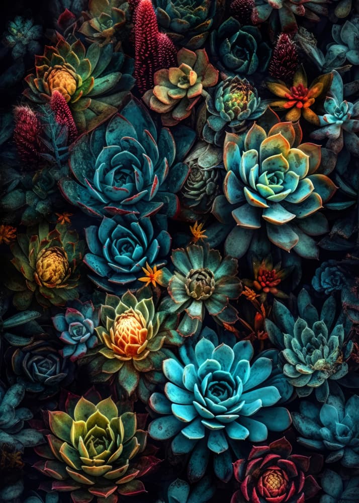 Vibrant Succulent Garden by Justyna Jaszke — canvas wall art
