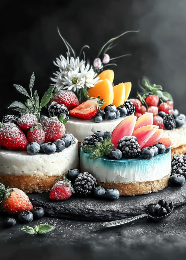 Vibrant Berry Cakes by Justyna Jaszke — canvas wall art