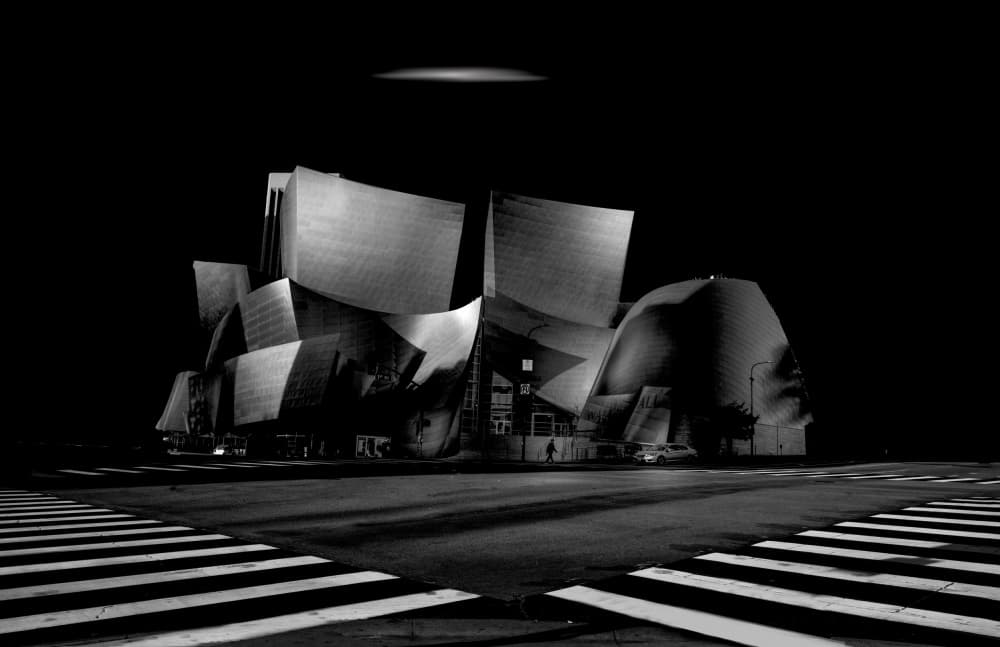 Dramatic Urban Night Architecture by Jiahong Zeng — canvas wall art
