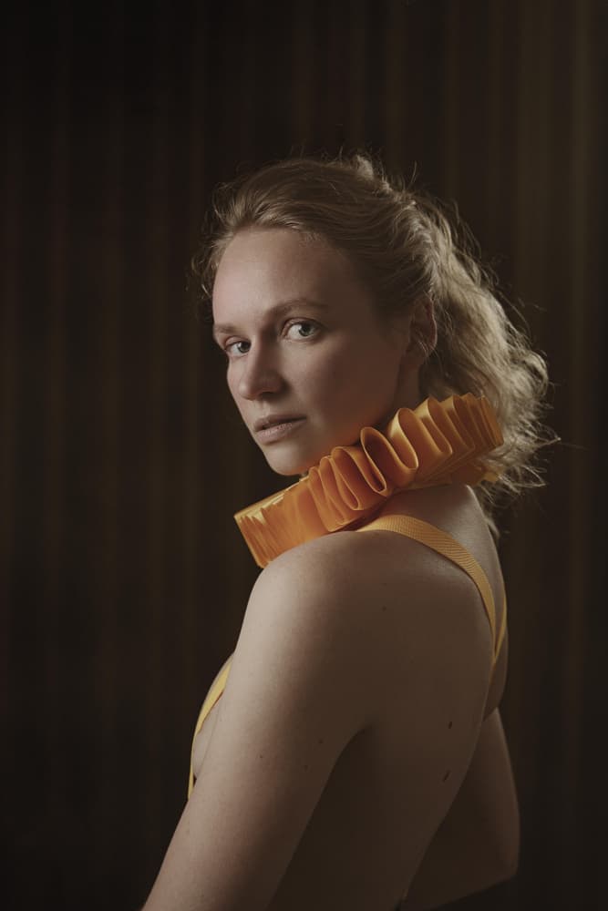 Orange Ruffle Portrait by Eddie Kavanagh — canvas wall art