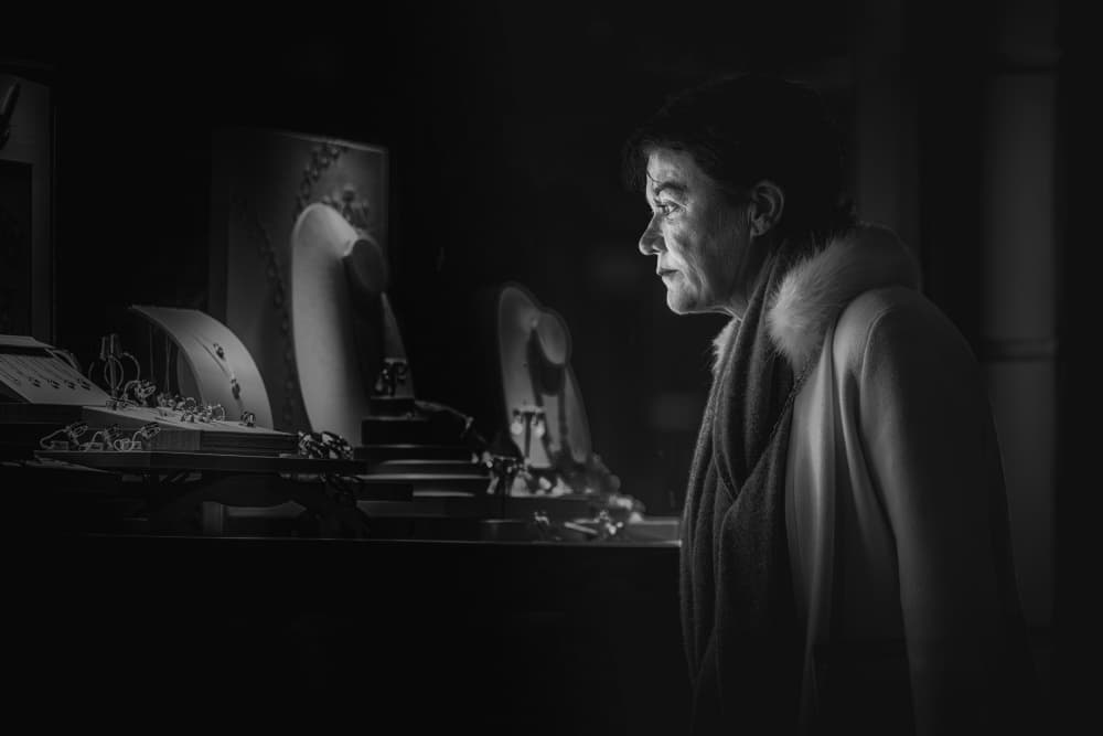 Pensive Shop Window Gaze by Eiji Yamamoto — canvas wall art