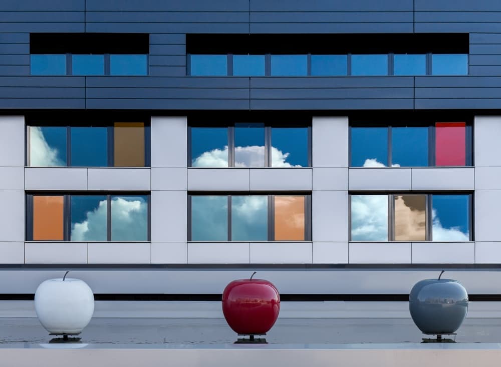 Modern Architecture Apple Reflections by Theo Luycx — canvas wall art