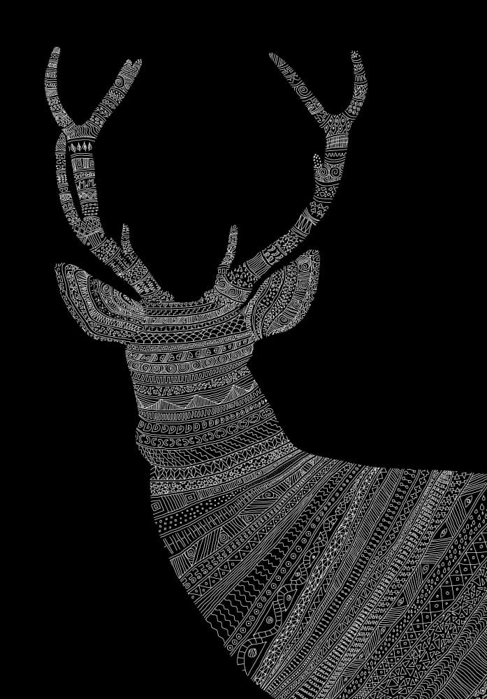 Majestic Patterned Stag by Florent Bodart — canvas wall art