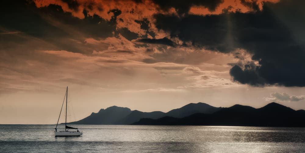 Sunset Sailboat Serenity by Gilbert Claes — canvas wall art