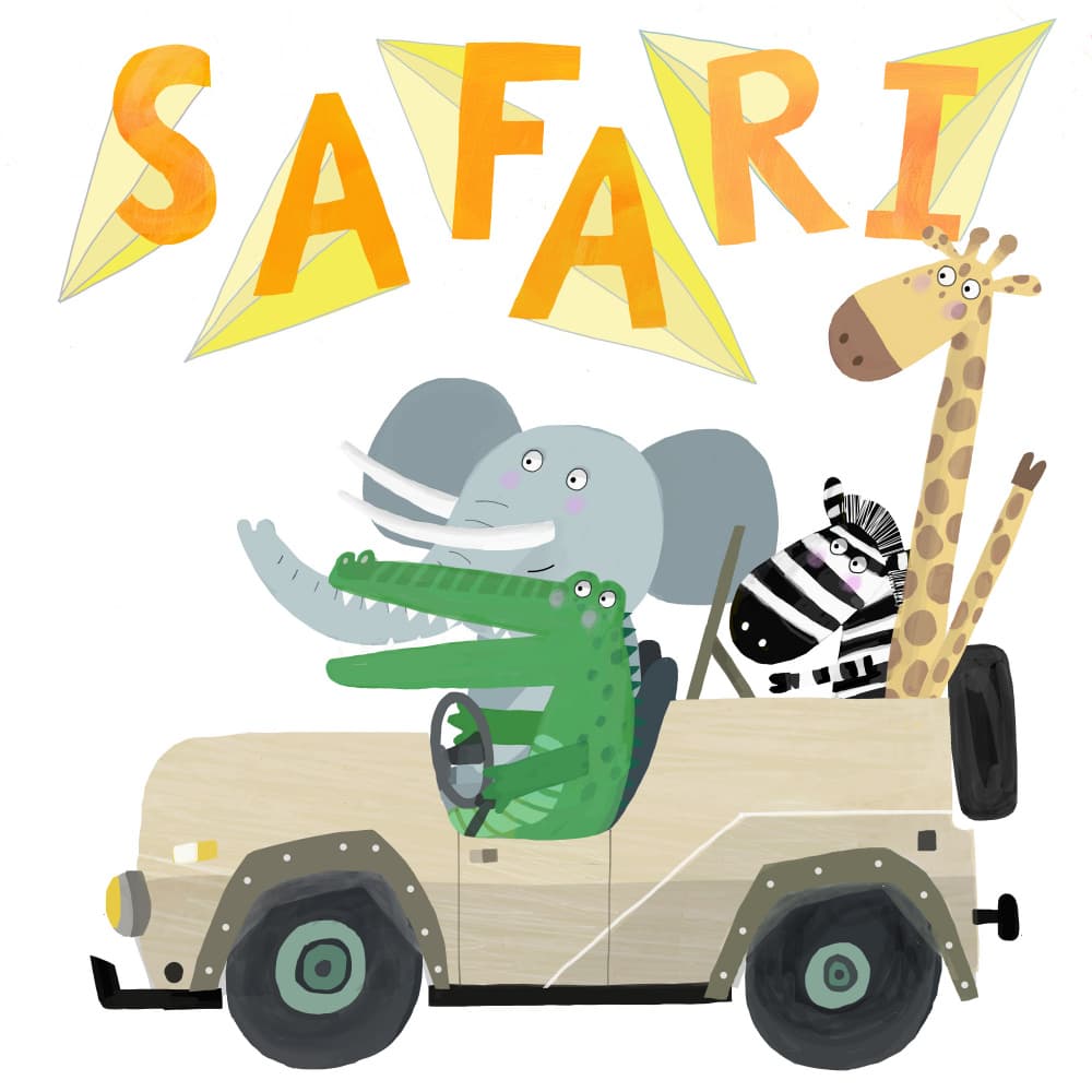 Safari Animal Adventure by Carla Daly — canvas wall art