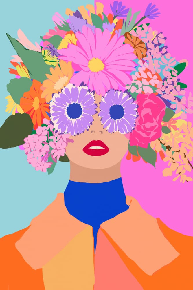 Vibrant Floral Gaze by Treechild — canvas wall art