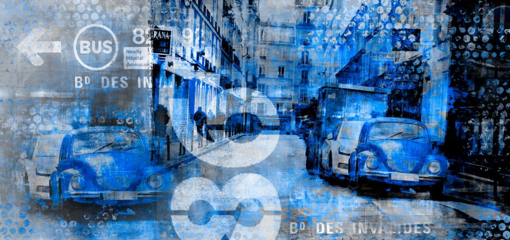 Blue Beetle Paris Street by Andrea Haase — canvas wall art