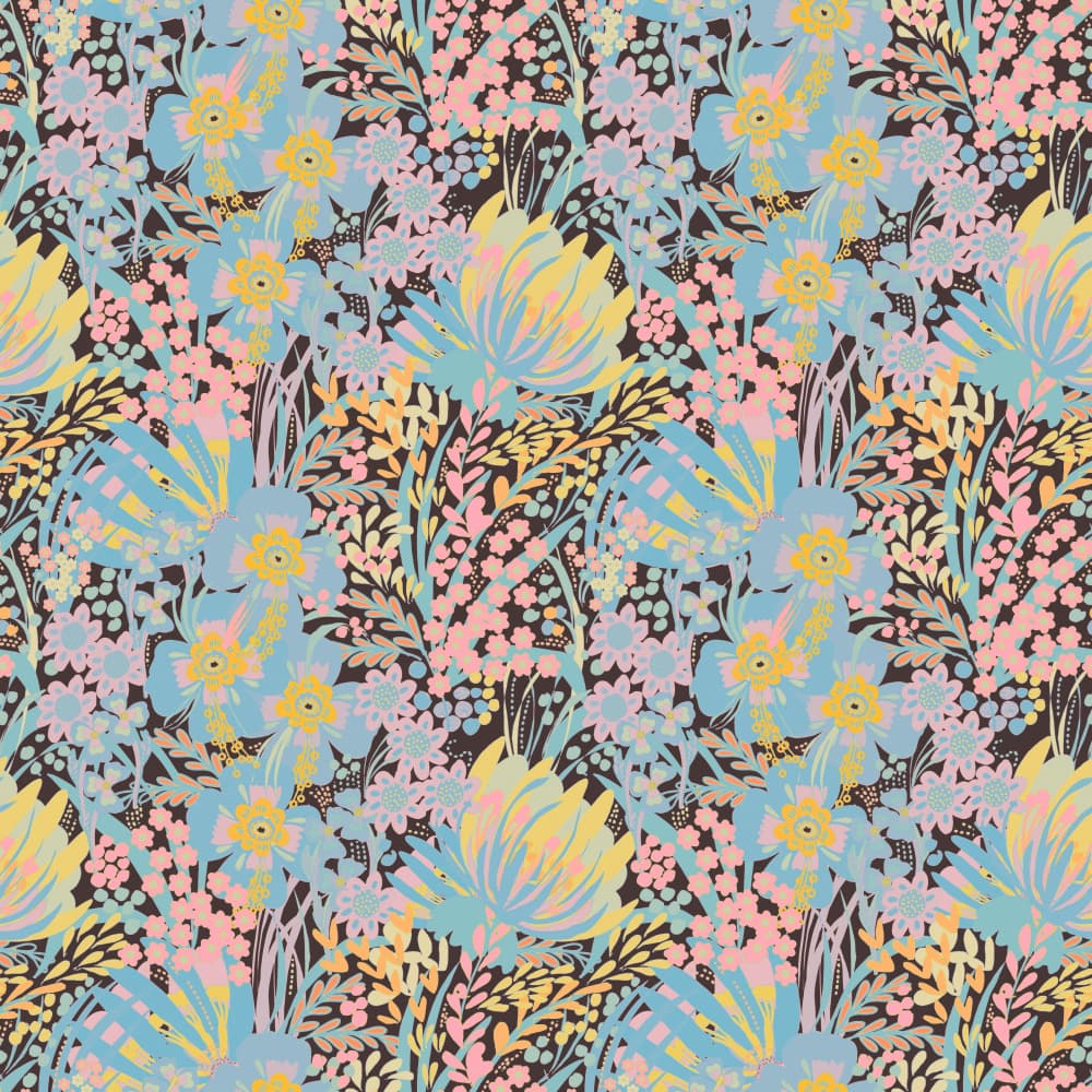 Vibrant Pastel Floral Pattern by Josie George — canvas wall art