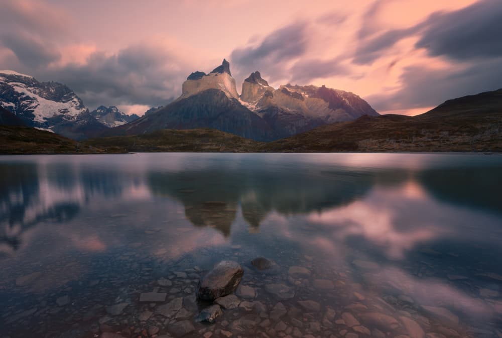 Patagonian Peaks Reflection by Gu and Hongchao — canvas wall art