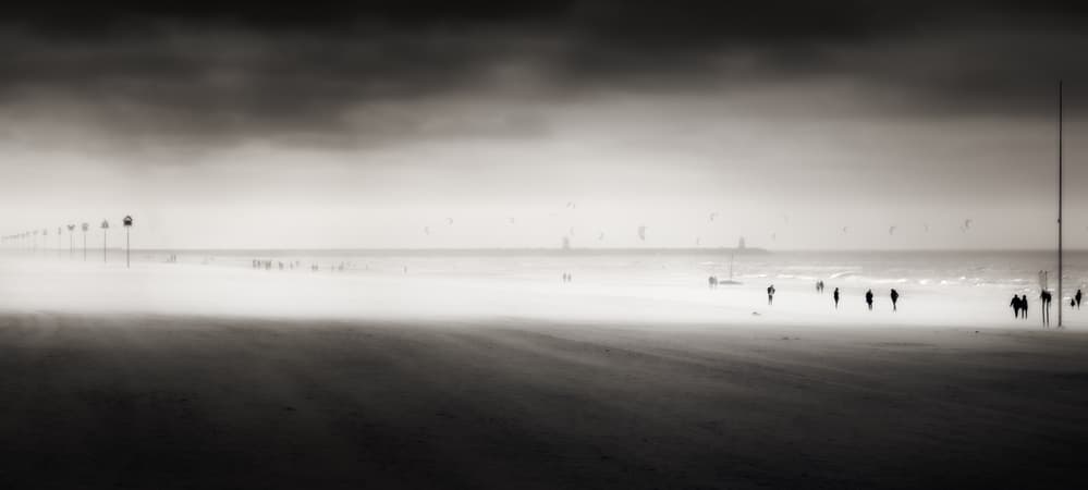 Misty Beach Walk by Marc Huybrighs — canvas wall art