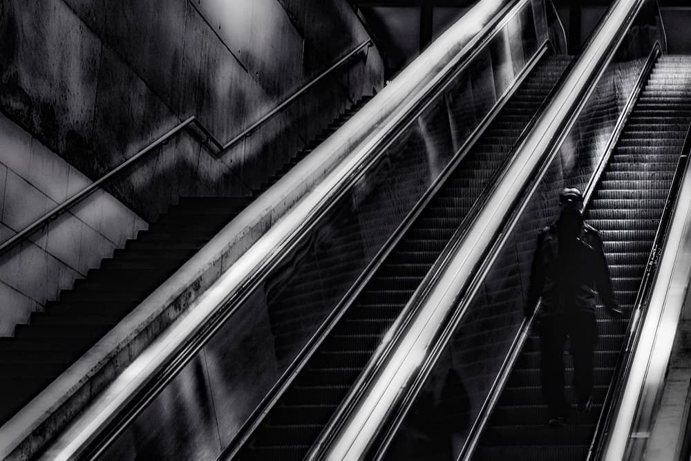 Urban Escalator Ascent by Paulo Abrantes — canvas wall art