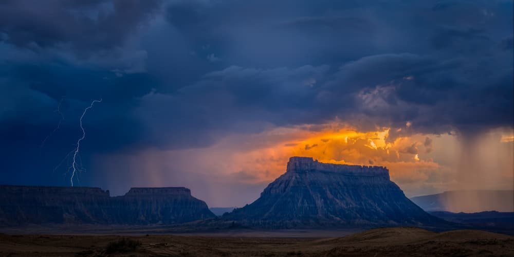 Lightning Storm Desert Sunset by Hanping Xiao — canvas wall art