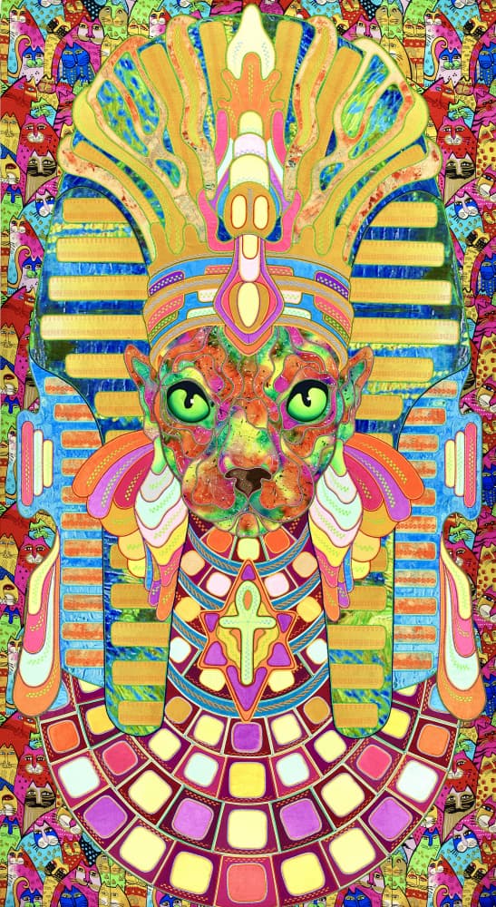 Psychedelic Pharaoh Cat by Kostyantin Malginov — canvas wall art