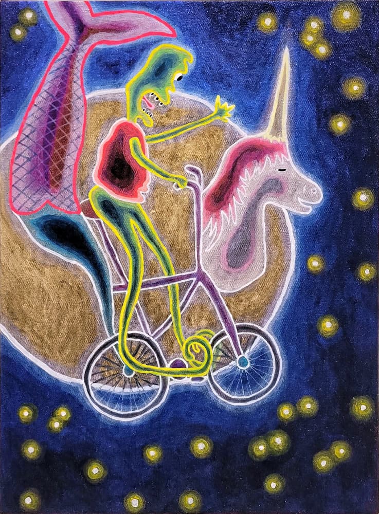 Whimsical Unicorn Night Ride by Fedele Frost — canvas wall art