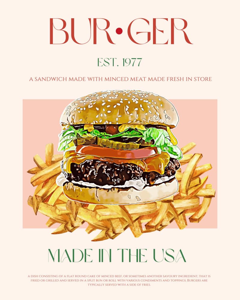 Classic American Burger by Nazma Khokhar — canvas wall art