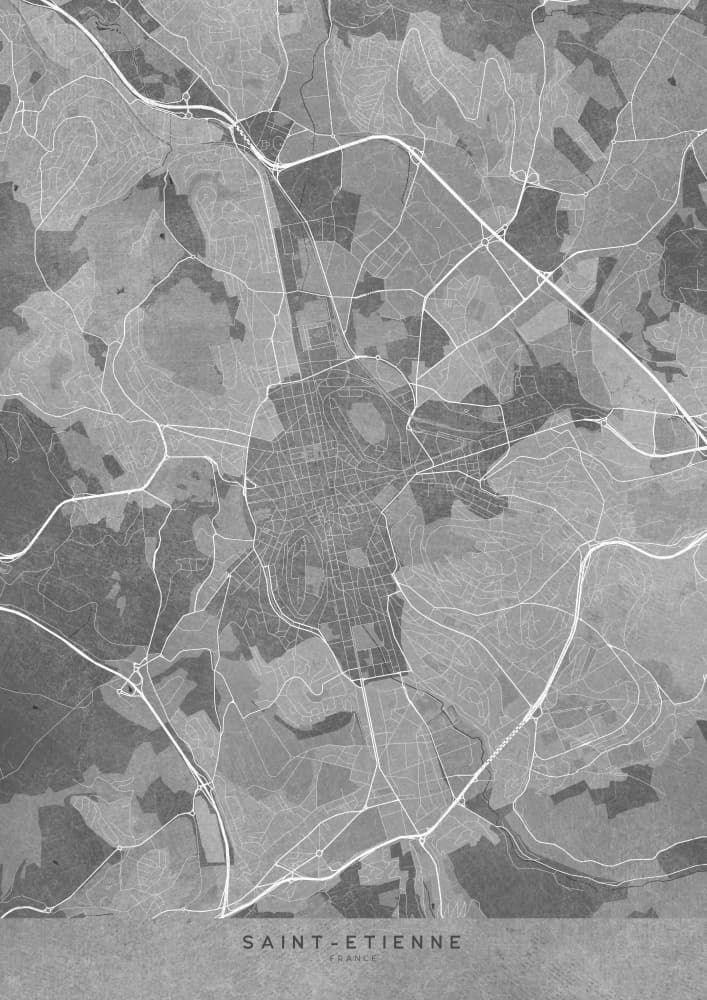 Saint Etienne City Map by Rosana Laiz Blursbyai — canvas wall art