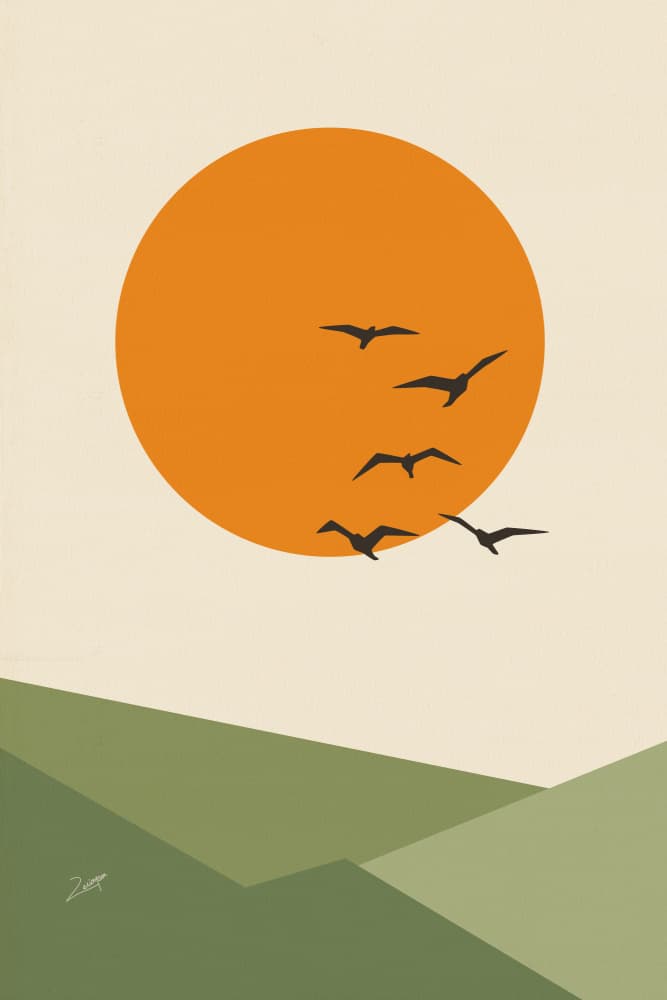 Serene Sunset Flight by zarish chaudhry — canvas wall art