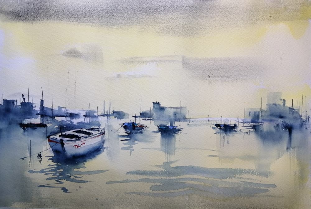 Quiet Harbor Reflections by Giorgio Gosti — canvas wall art