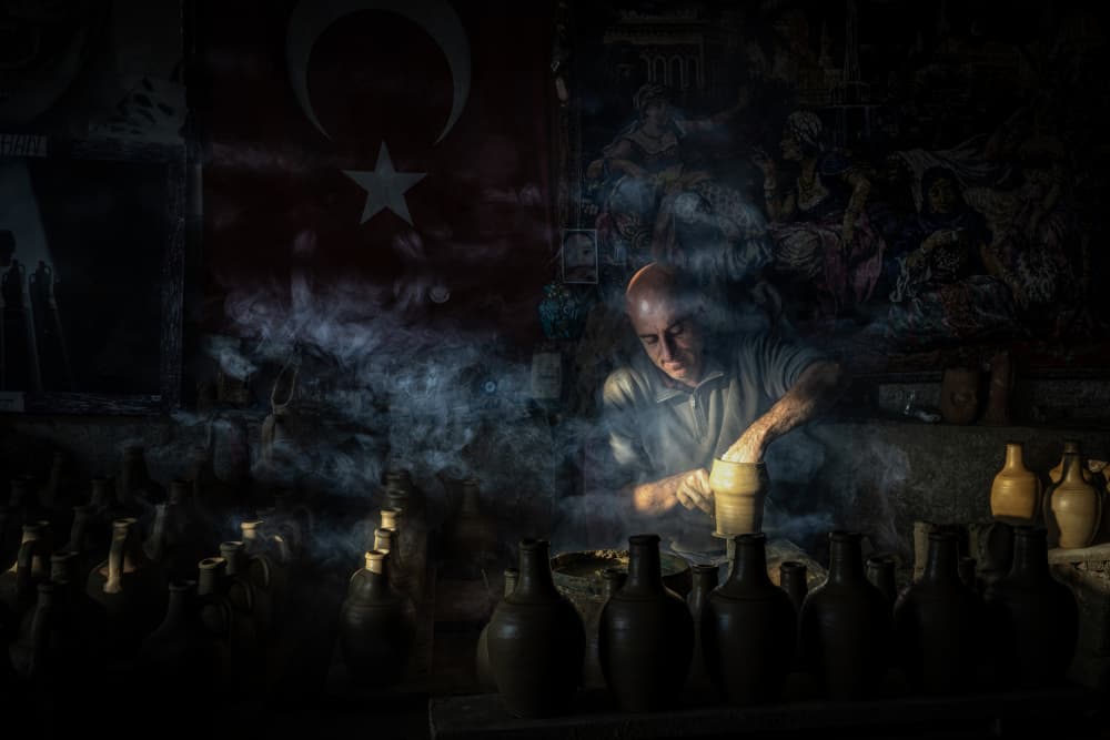 Smoky Potter's Workshop by Linda Wride — canvas wall art